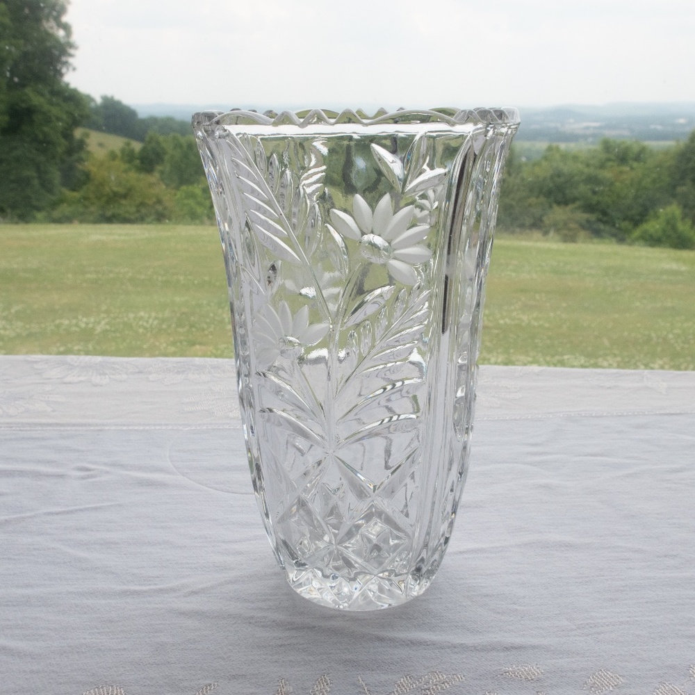 Crystal Flower Vase By Anna Hutte, Vintage